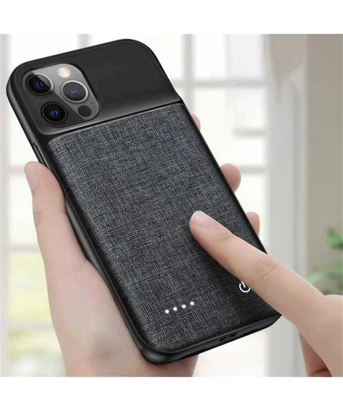 Coque Batterie iPhone 12 Pro Max Texture Tissu