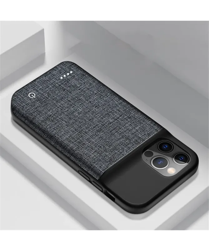 Coque Batterie iPhone 12 Pro Max Texture Tissu