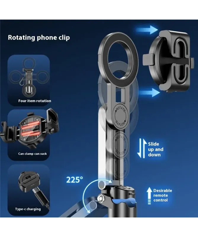 Perche Selfie Trépied Magnétique avec Lumière RGB | Pocket Tripod