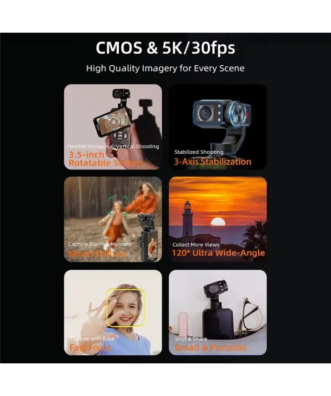 Caméra de Poche Stabilisée 5K ORDRO M5