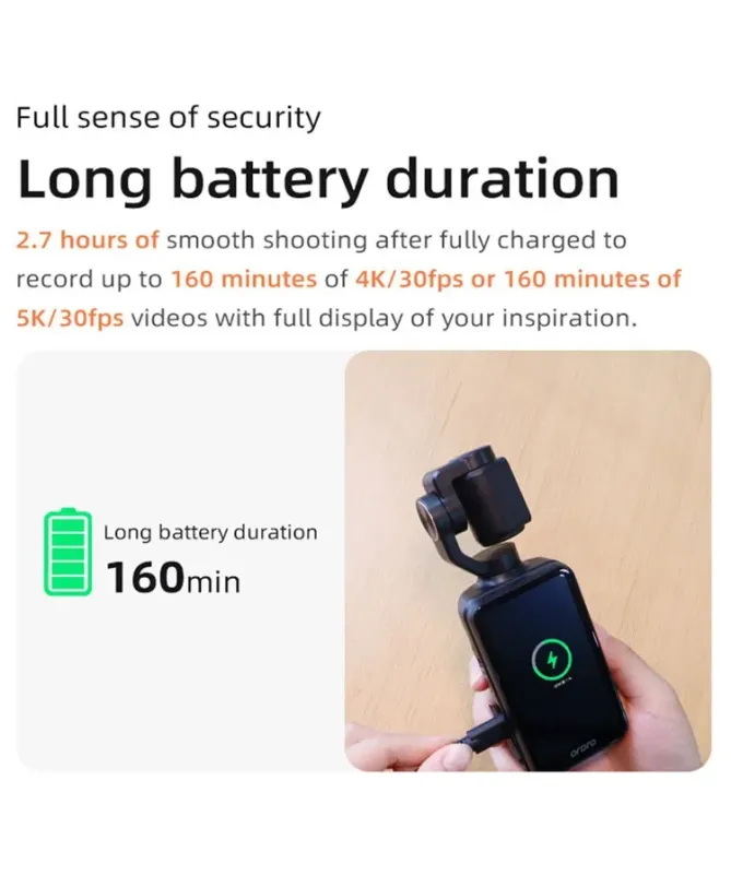 Caméra de Poche Stabilisée 5K ORDRO M5