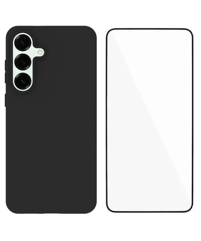 Coque Noire Mat Samsung Galaxy S25 FE avec Verre Trempé
