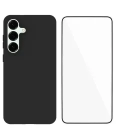 Coque Noire Mat Samsung Galaxy S25 FE avec Verre Trempé
