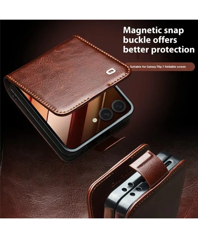 Housse Samsung Galaxy Z Flip 7 fait main en cuir véritable