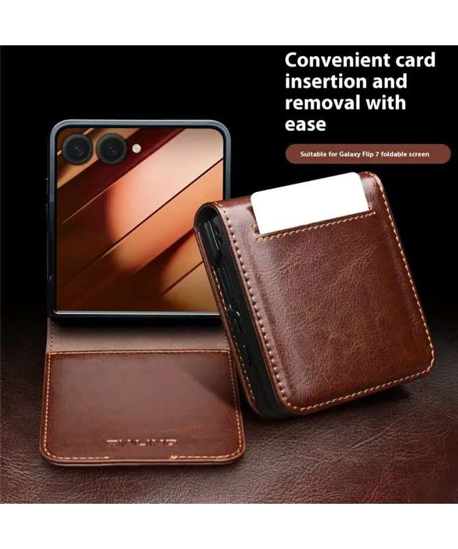 Housse Samsung Galaxy Z Flip 7 fait main en cuir véritable