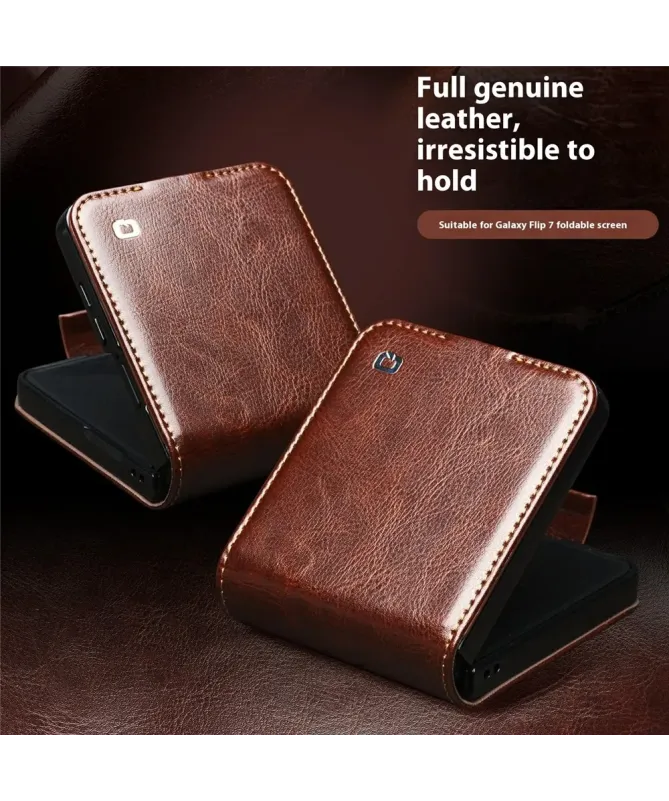 Housse Samsung Galaxy Z Flip 7 fait main en cuir véritable