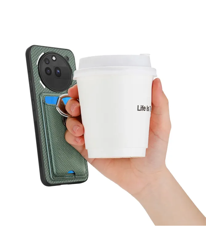 Coque Nothing Phone (3a) Pro avec Anneau et Porte-Cartes Texture Carbo