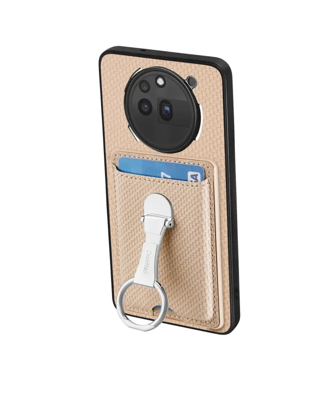 Coque Nothing Phone (3a) Pro avec Anneau et Porte-Cartes Texture Carbo
