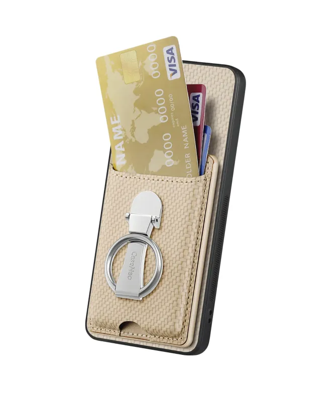 Coque Nothing Phone (3a) Pro avec Anneau et Porte-Cartes Texture Carbo