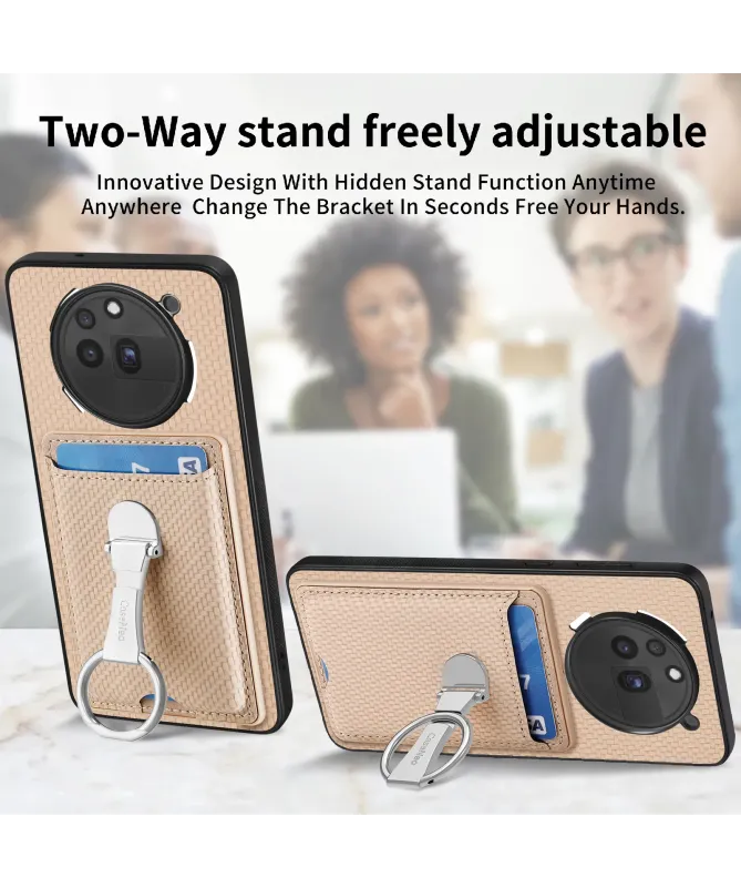 Coque Nothing Phone (3a) Pro avec Anneau et Porte-Cartes Texture Carbo