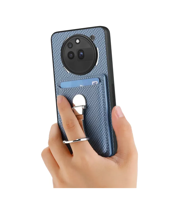 Coque Nothing Phone (3a) Pro avec Anneau et Porte-Cartes Texture Carbo