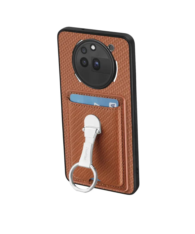 Coque Nothing Phone (3a) Pro avec Anneau et Porte-Cartes Texture Carbo