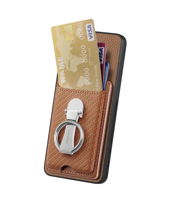 Coque Nothing Phone (3a) Pro avec Anneau et Porte-Cartes Texture Carbo