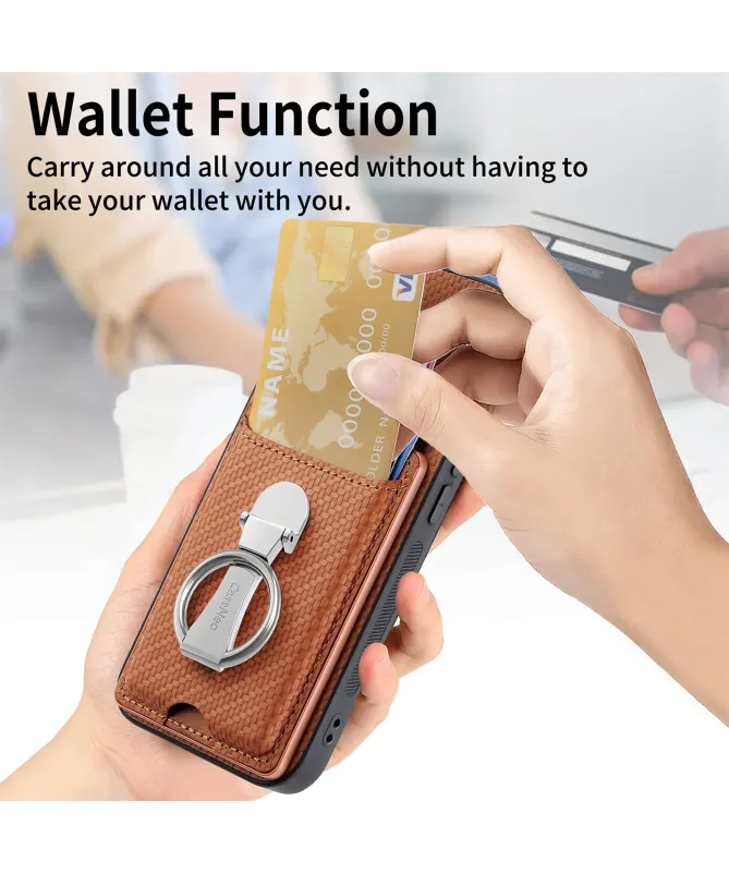 Coque Nothing Phone (3a) Pro avec Anneau et Porte-Cartes Texture Carbo