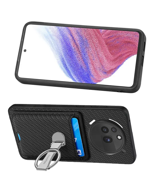 Coque Nothing Phone (3a) Pro avec Anneau et Porte-Cartes Texture Carbo
