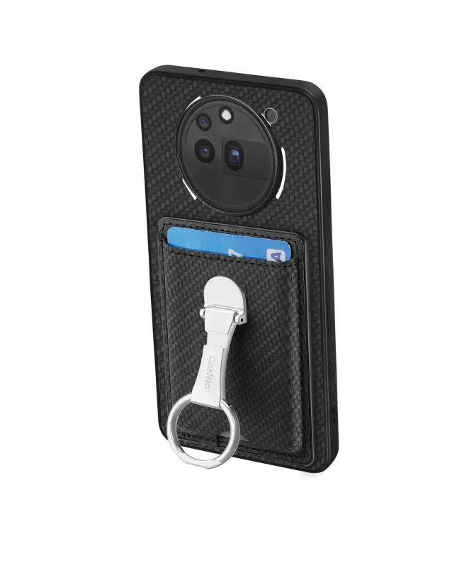 Coque Nothing Phone (3a) Pro avec Anneau et Porte-Cartes Texture Carbo