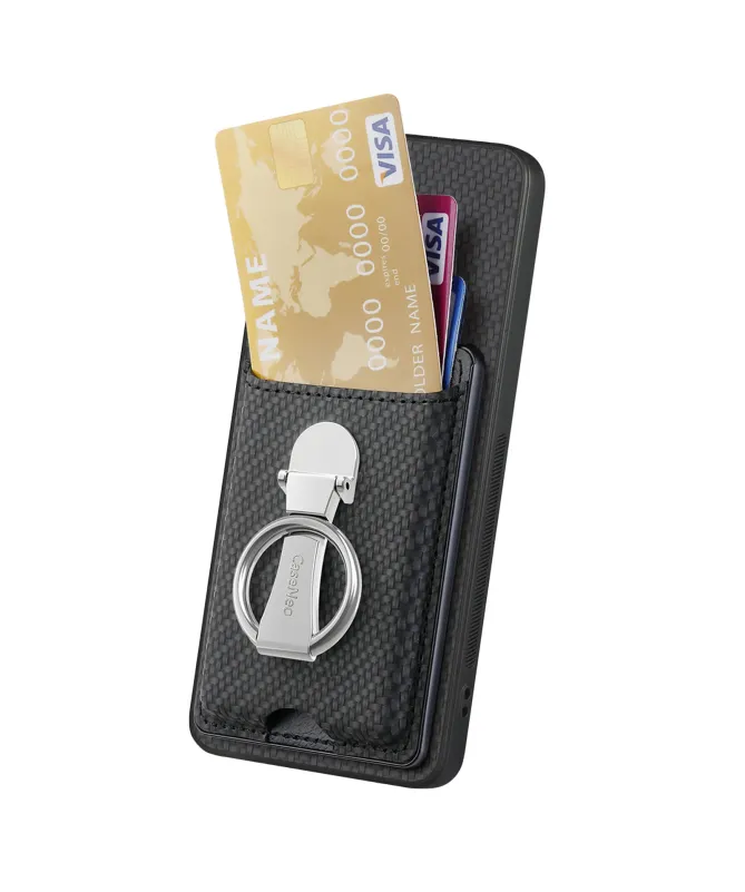 Coque Nothing Phone (3a) Pro avec Anneau et Porte-Cartes Texture Carbo