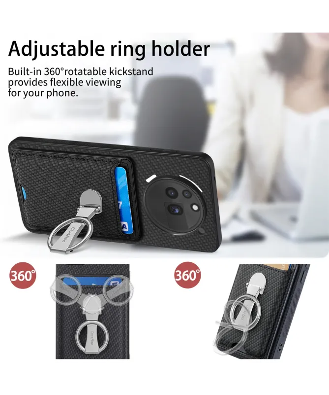 Coque Nothing Phone (3a) Pro avec Anneau et Porte-Cartes Texture Carbo