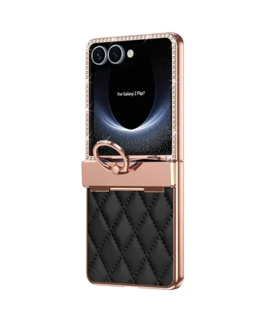 Coque Samsung Galaxy Z Flip 7 Matelassé et Strass avec Anneau Noir - photo 11