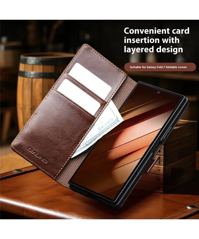 Housse Samsung Galaxy Z Fold 7 fait main en cuir véritable