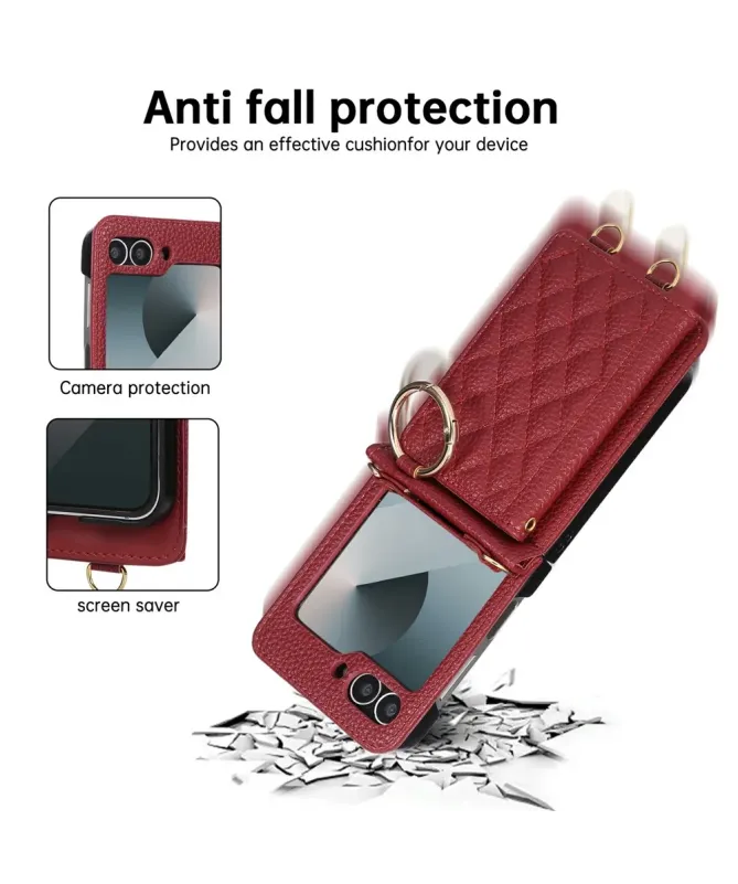 Coque Samsung Galaxy Z Flip 7 FE / Z Flip 6 Bandoulière Matelassée | P