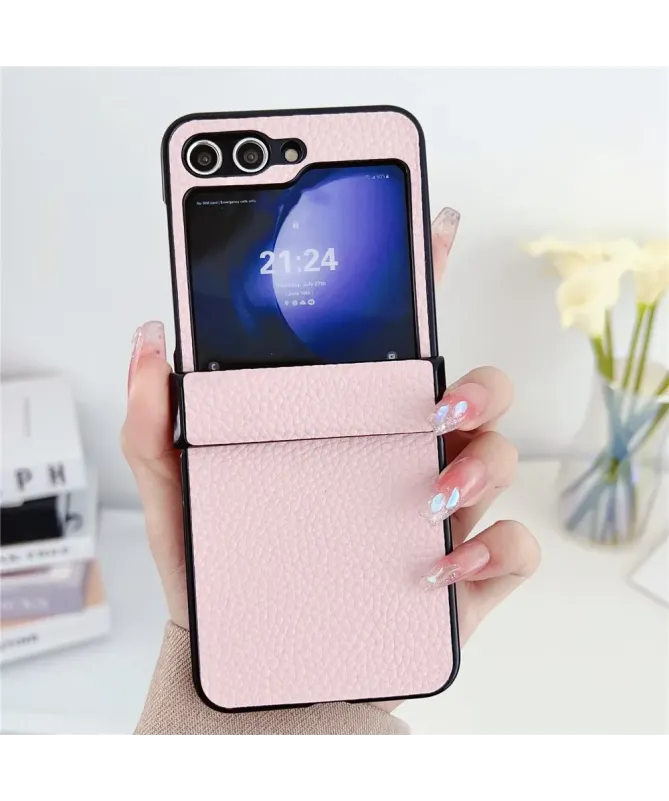 Coque Samsung Galaxy Z Flip 7 FE / Z Flip 6 Effet Cuir Grainé avec Pro