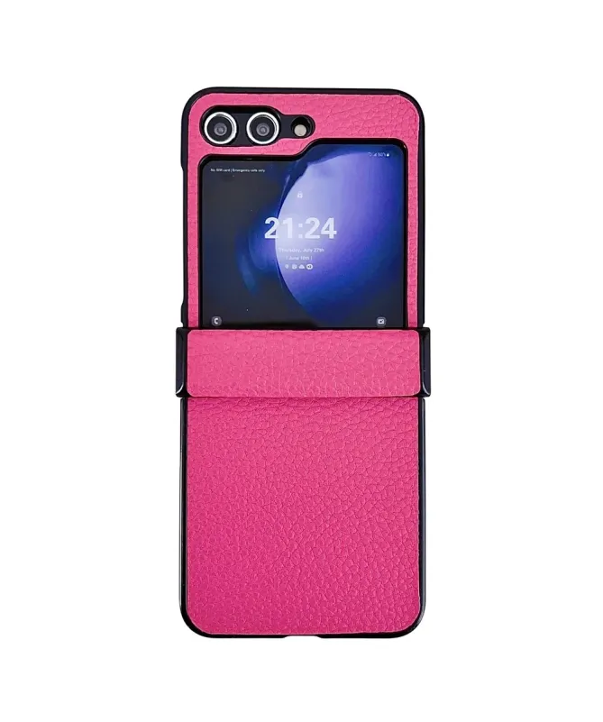 Coque Samsung Galaxy Z Flip 7 FE / Z Flip 6 Effet Cuir Grainé avec Pro