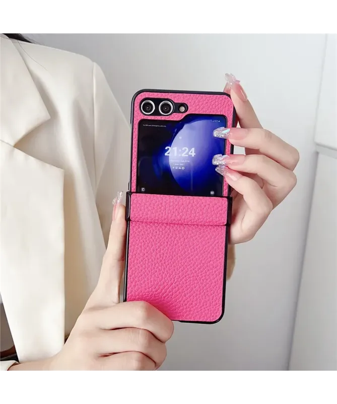 Coque Samsung Galaxy Z Flip 7 FE / Z Flip 6 Effet Cuir Grainé avec Pro