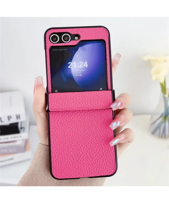 Coque Samsung Galaxy Z Flip 7 FE / Z Flip 6 Effet Cuir Grainé avec Pro