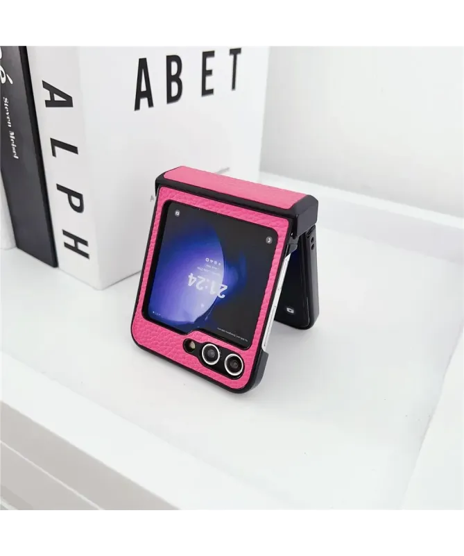 Coque Samsung Galaxy Z Flip 7 FE / Z Flip 6 Effet Cuir Grainé avec Pro