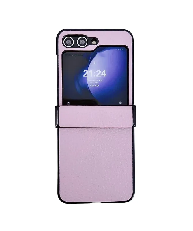 Coque Samsung Galaxy Z Flip 7 FE / Z Flip 6 Effet Cuir Grainé avec Pro