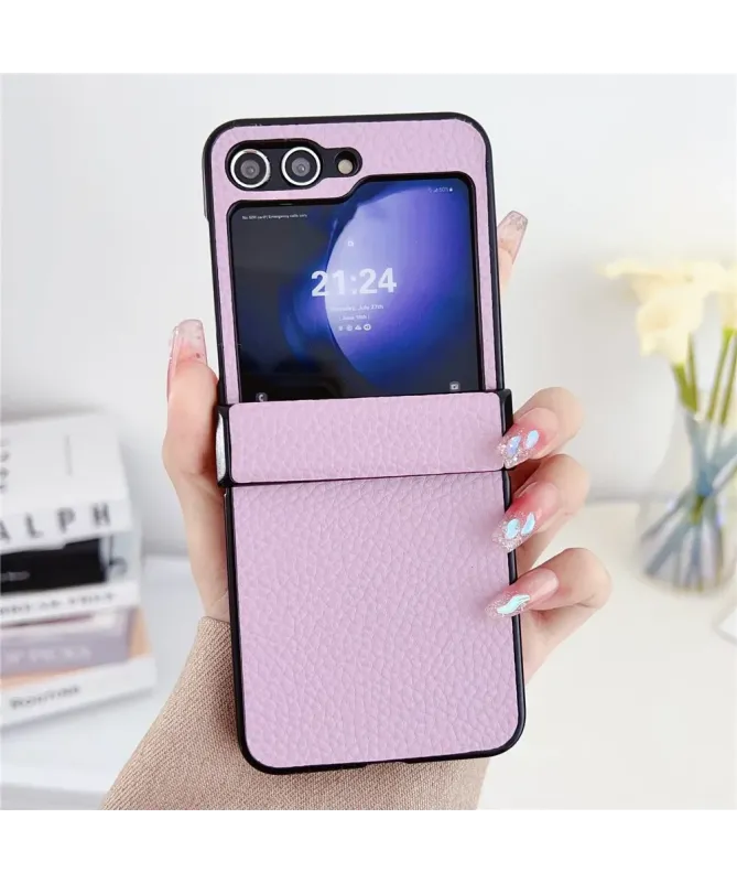 Coque Samsung Galaxy Z Flip 7 FE / Z Flip 6 Effet Cuir Grainé avec Pro