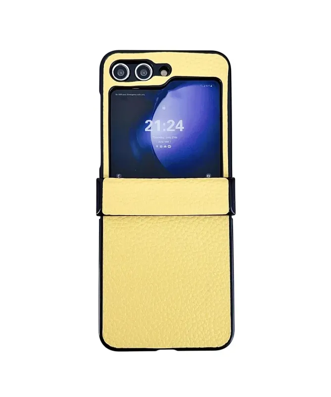 Coque Samsung Galaxy Z Flip 7 FE / Z Flip 6 Effet Cuir Grainé avec Pro