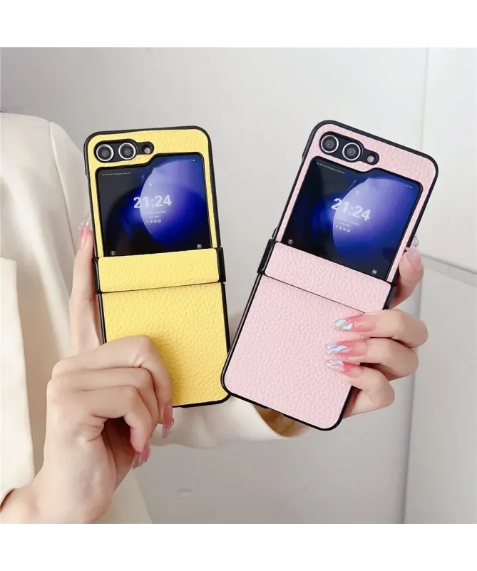 Coque Samsung Galaxy Z Flip 7 FE / Z Flip 6 Effet Cuir Grainé avec Pro