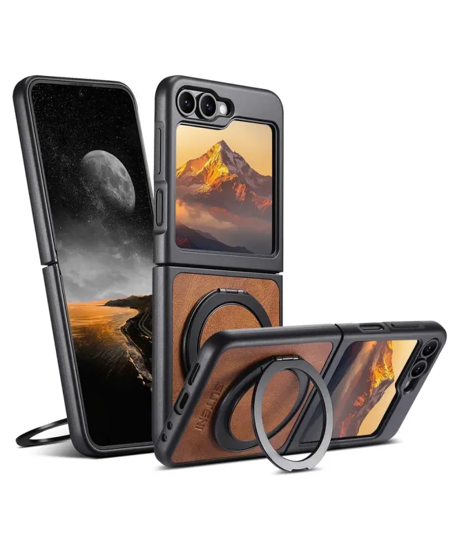 Coque Samsung Galaxy Z Flip 7 FE / Z Flip 6 Effet Cuir Ciré avec Annea