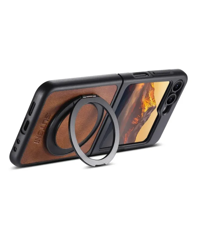 Coque Samsung Galaxy Z Flip 7 FE / Z Flip 6 Effet Cuir Ciré avec Annea