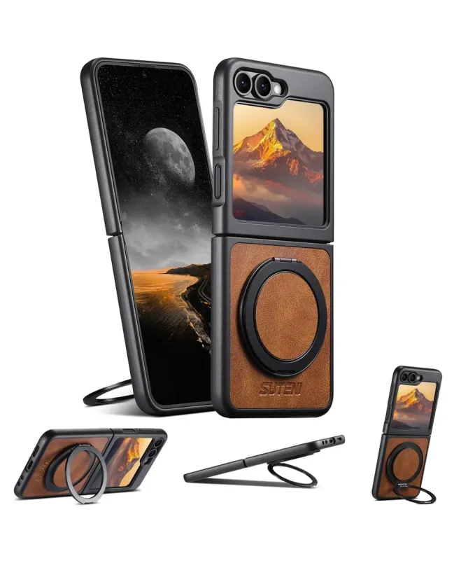 Coque Samsung Galaxy Z Flip 7 FE / Z Flip 6 Effet Cuir Ciré avec Annea