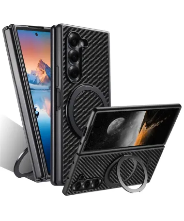 Coque Samsung Galaxy Z Fold 7 Fibre de Carbone avec Anneau Magnétique 