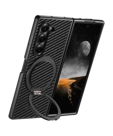 Coque Samsung Galaxy Z Fold 7 Fibre de Carbone avec Anneau Magnétique 