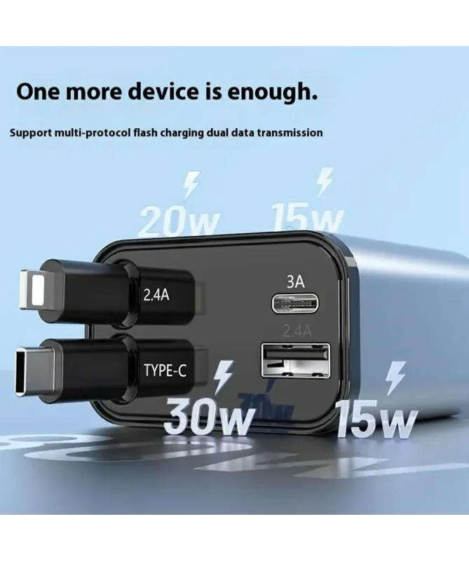 Chargeur Voiture Rapide avec Câbles Rétractables | POWERHUB