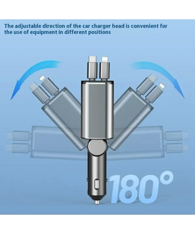Chargeur Voiture Rapide avec Câbles Rétractables | POWERHUB