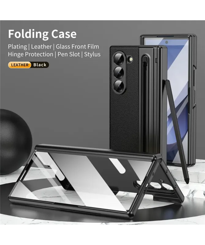 Coque Samsung Galaxy Z Fold 7 Cuir Effet Mat avec Stylus | SONYA