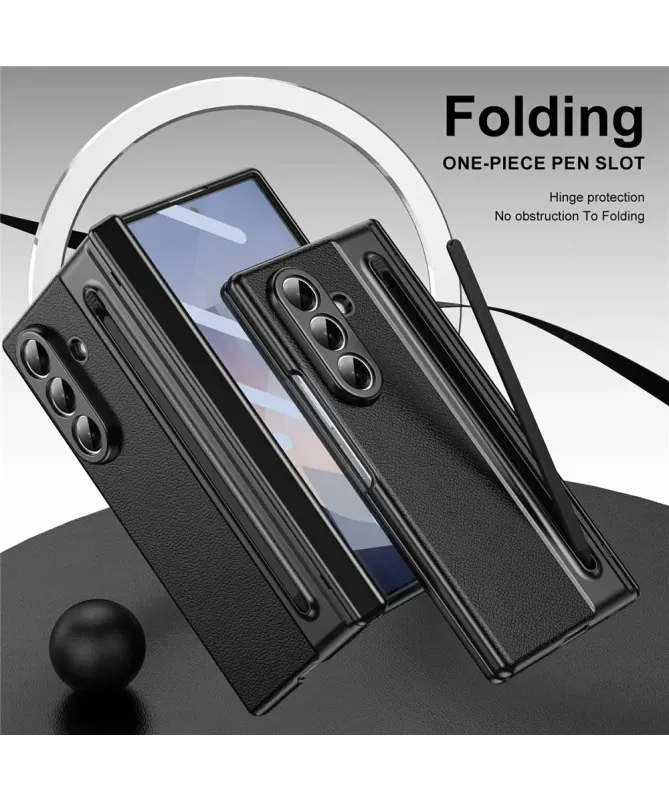 Coque Samsung Galaxy Z Fold 7 Cuir Effet Mat avec Stylus | SONYA