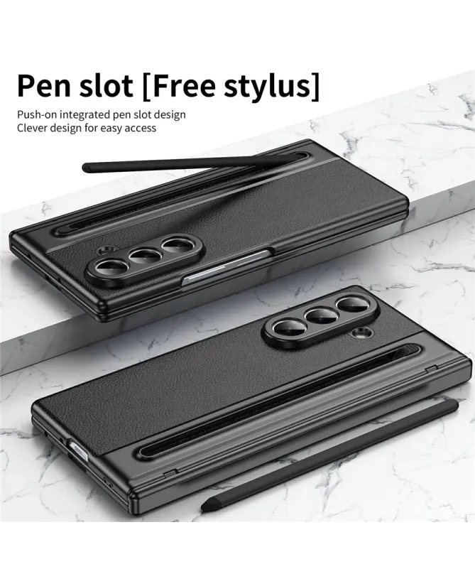 Coque Samsung Galaxy Z Fold 7 Cuir Effet Mat avec Stylus | SONYA