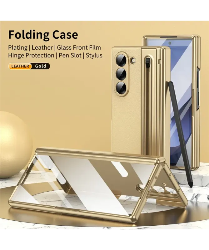 Coque Samsung Galaxy Z Fold 7 Cuir Effet Mat avec Stylus | SONYA