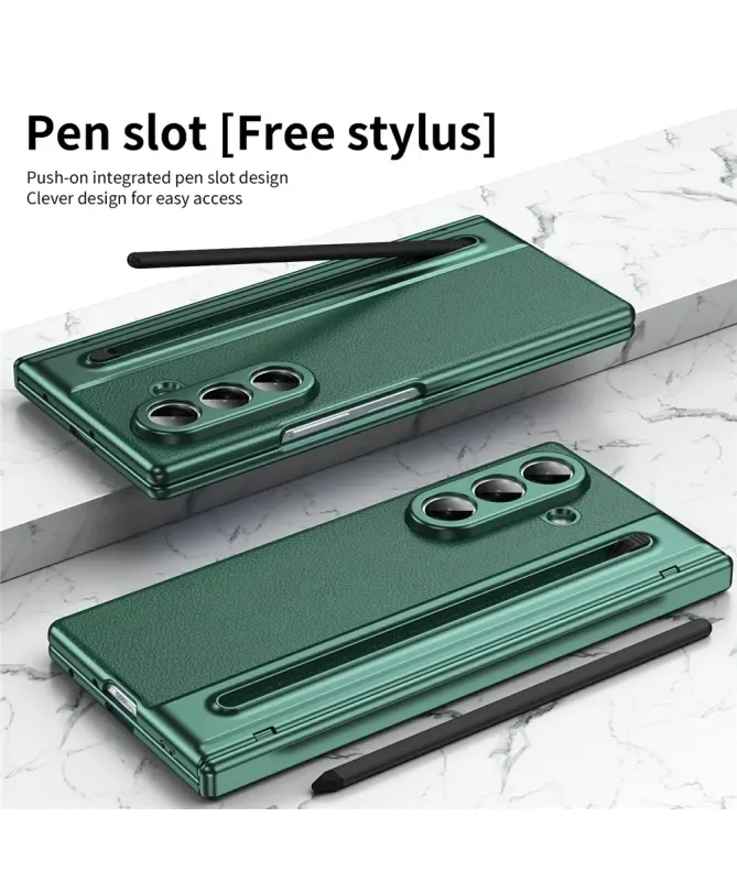 Coque Samsung Galaxy Z Fold 7 Cuir Effet Mat avec Stylus | SONYA