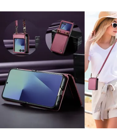 Housse Samsung Galaxy Z Flip 7 Effet Cuir | C22 Vin Rouge - photo 17