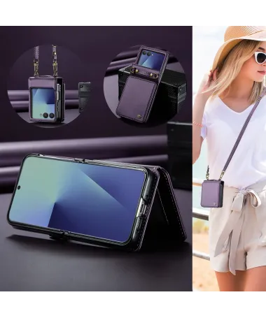 Housse Samsung Galaxy Z Flip 7 Effet Cuir | C22 Violet - photo 29