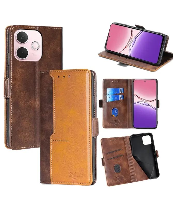 Housse Oppo A5 Pro 5G / 4G Keyunfei simili cuir bicolore