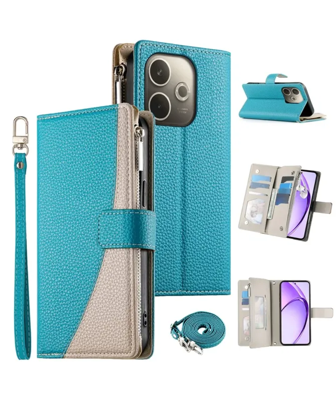 Housse Oppo A5 Pro 5G / 4G Zippé Bicolore avec Bandoulière | ELYNA